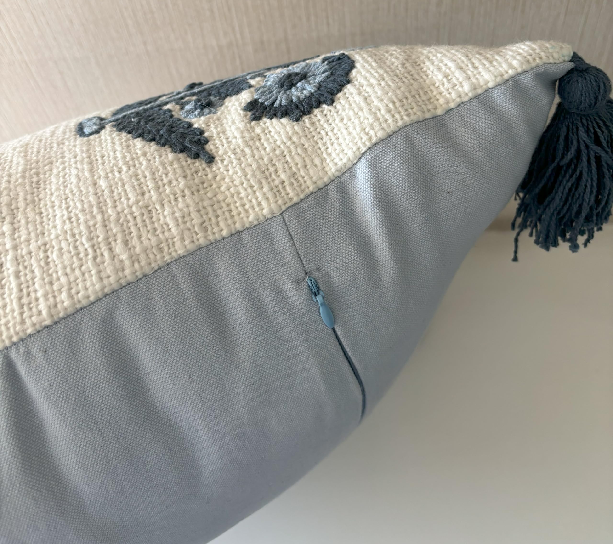 Amazon.com: YugTex Blue Floral Hand Embroidered 20x20 Throw Pillow
